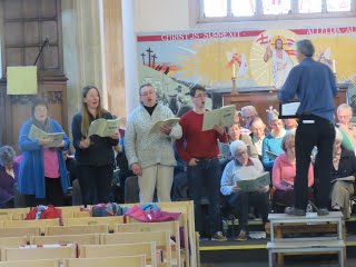 Choir rehearsing for a concert